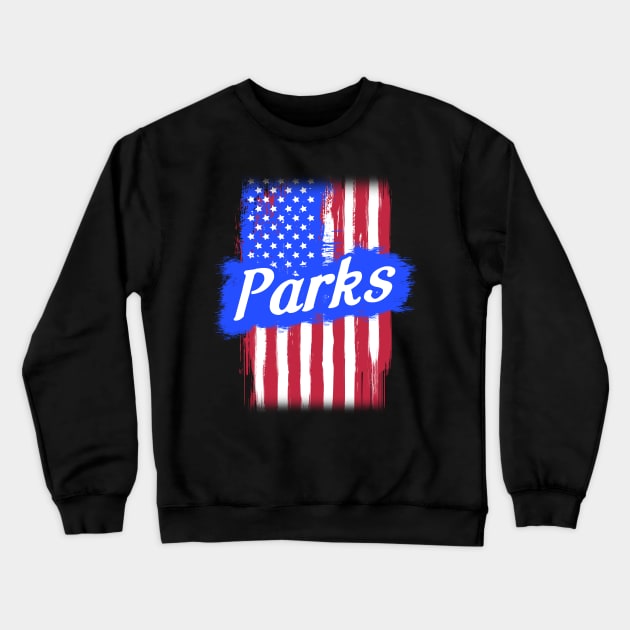 American Flag Parks Family Gift T-shirt For Men Women, Surname Last Name Crewneck Sweatshirt by darius2019